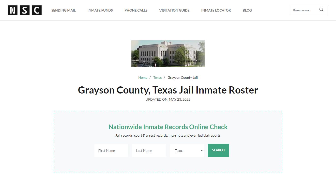 Grayson County, Texas Jail Inmate Roster
